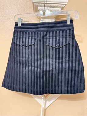 10 Crosby Derek Lam Navy and Black Vertical Stripe Mini Skirt